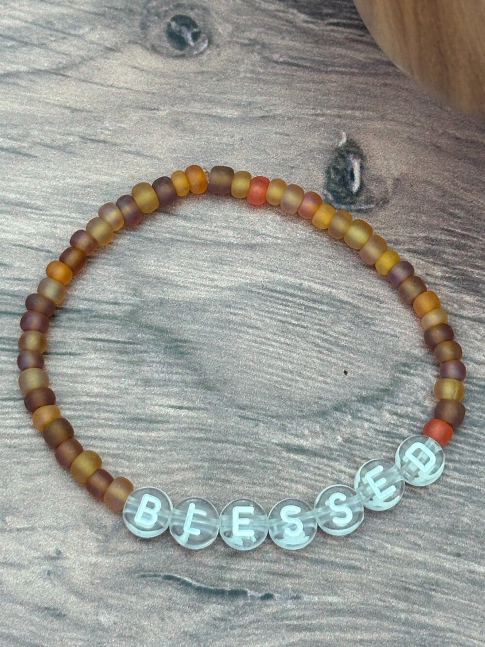 NEW "Blessed" Handmade Stretch Bracelet Glass Beads Child & Adult Size